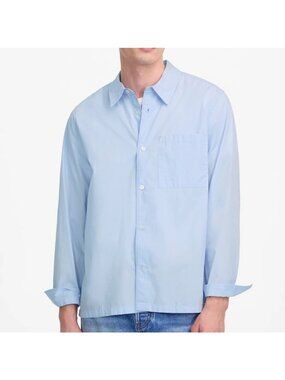 Madewell Button-Up Shirt Sz M Straight-Hem Cotton Whisper Blue Minimalist Basic